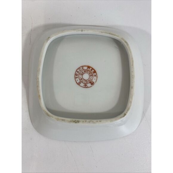 Genuine Kutani Japanese Handpainted Square Dish Bowl Chrysanthemum - Picture 6 of 9